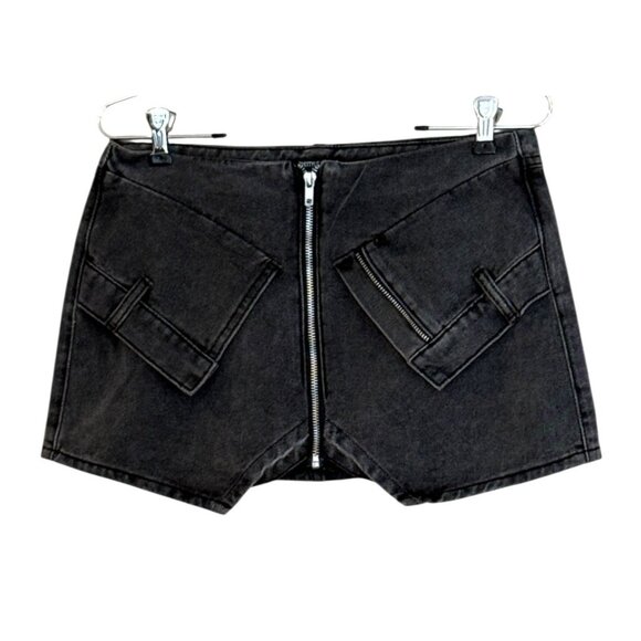 Pretty Little Thing Women's Petite Micro Mini Denim Skirt Black Size 10 NWT - Picture 3 of 8